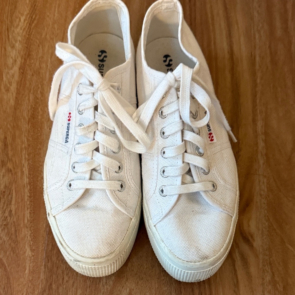 Superga White Platform Sneakers
